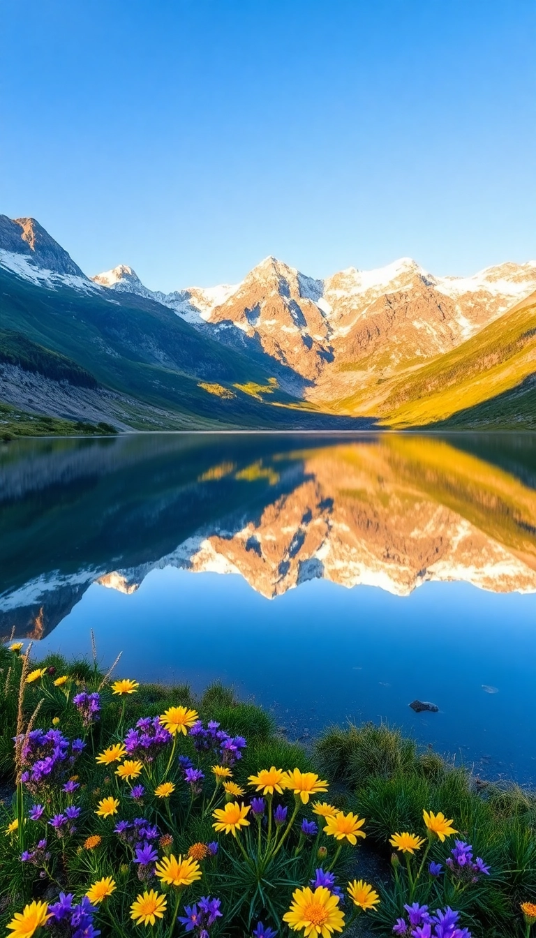 iPhone Awesome AI Spring Mountain Reflection Elegant Wallpaper